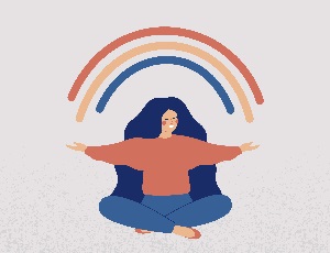 cartoon woman meditating