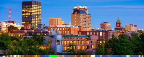 View from water of Manchester, NH