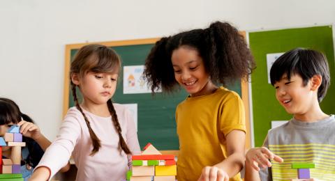 Children playing with blocks