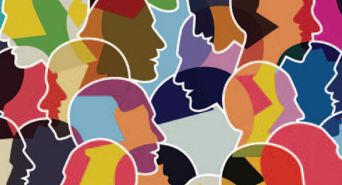 colorful silhouettes of heads