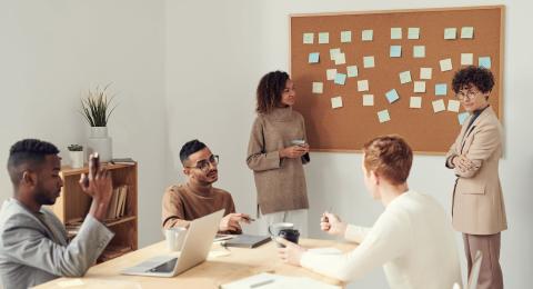 employees working at a board