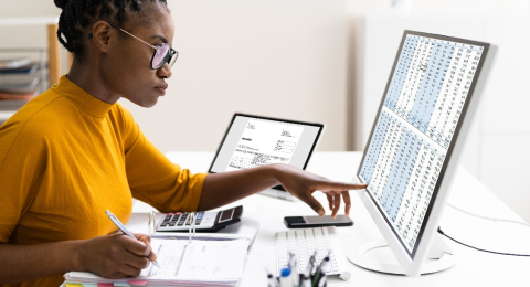 woman working at a computer