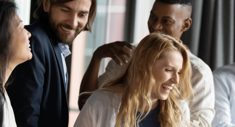 young professionals socializing in an office