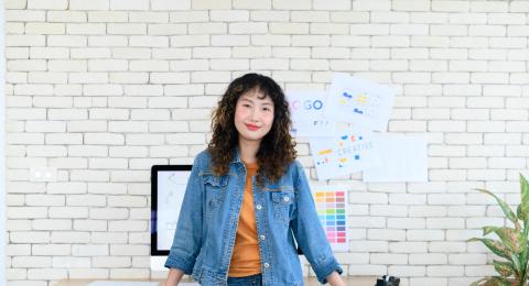 graphic designer in front of computer