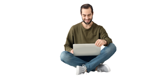 man looking at laptop