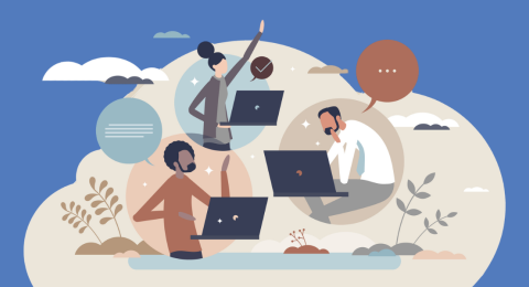 illustration of three remote workers communicating
