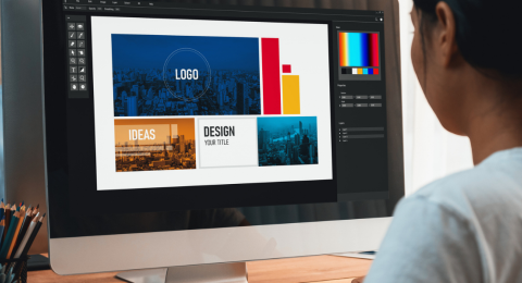 designer at laptop