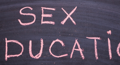 sex education written on blackboard