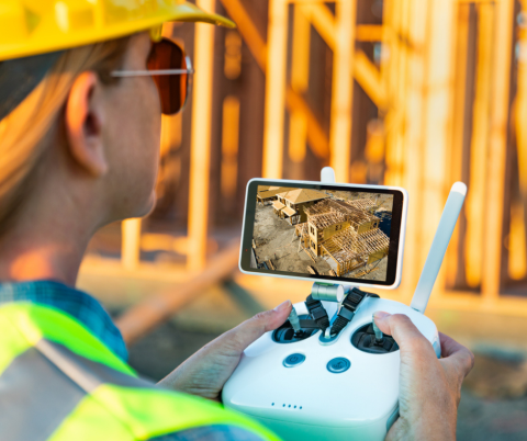 drone on construction site