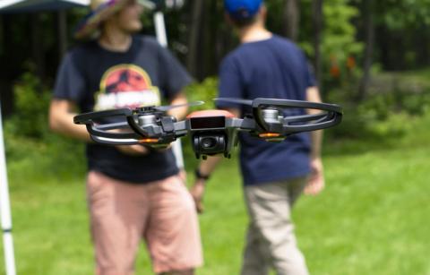 close up of drone in flight