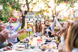 Colorful wedding outdoors