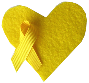 Yellow paper heart and ribbon