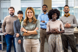 group of workers smiling at camera