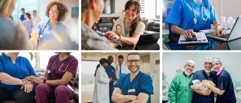 collage of healthcare professionals