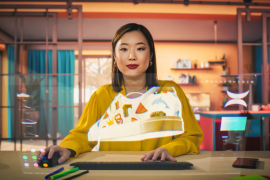 woman creating social media images